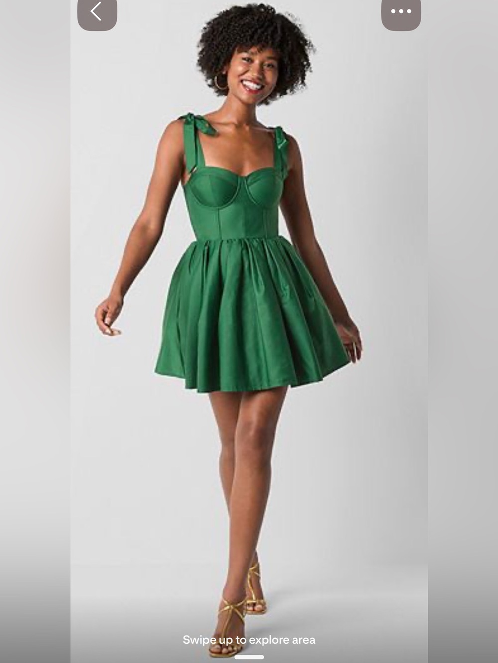 Green Tie-Shoulder Fit & Flare Mini Dress NWT